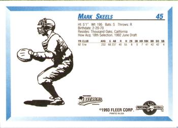 1993 Fleer ProCards #45 Mark Skeels Back