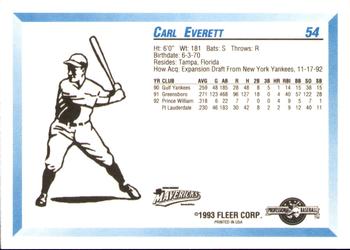 1993 Fleer ProCards #54 Carl Everett Back