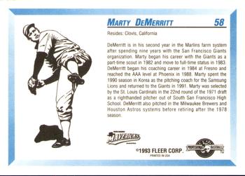 1993 Fleer ProCards #58 Marty DeMerritt Back