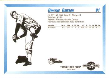 1993 Fleer ProCards #91 Dwayne Dawson Back