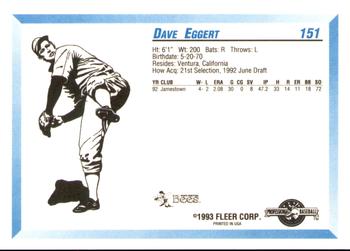 1993 Fleer ProCards #151 Dave Eggert Back