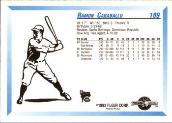 1993 Fleer ProCards #189 Ramon Caraballo Back