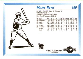 1993 Fleer ProCards #199 Melvin Nieves Back
