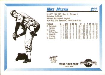1993 Fleer ProCards #211 Mike Milchin Back