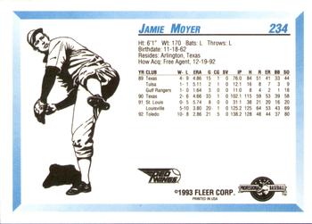 1993 Fleer ProCards #234 Jamie Moyer Back