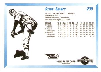 1993 Fleer ProCards #239 Steve Searcy Back