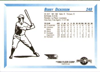 1993 Fleer ProCards #248 Bobby Dickerson Back