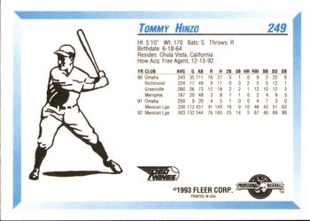 1993 Fleer ProCards #249 Tommy Hinzo Back