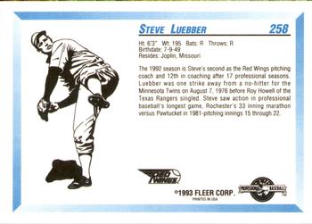 1993 Fleer ProCards #258 Steve Luebber Back