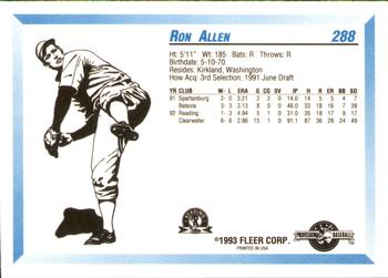 1993 Fleer ProCards #288 Ron Allen Back