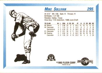 1993 Fleer ProCards #295 Mike Sullivan Back
