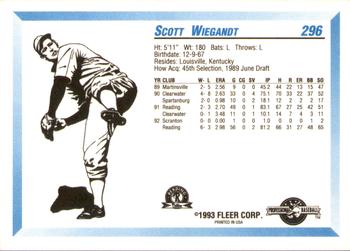 1993 Fleer ProCards #296 Scott Wiegandt Back