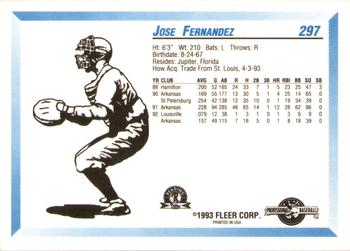 1993 Fleer ProCards #297 Jose Fernandez Back