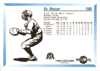1993 Fleer ProCards #298 Ed Rosado Back