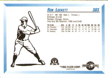 1993 Fleer ProCards #303 Ron Lockett Back