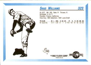 1993 Fleer ProCards #323 Shad Williams Back