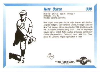 1993 Fleer ProCards #338 Nate Oliver Back