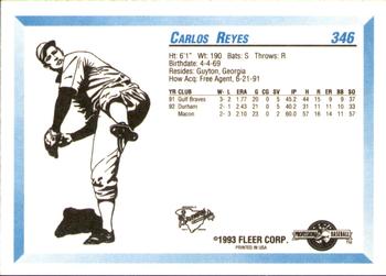 1993 Fleer ProCards #346 Carlos Reyes Back