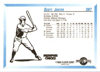 1993 Fleer ProCards #387 Scott Jaster Back