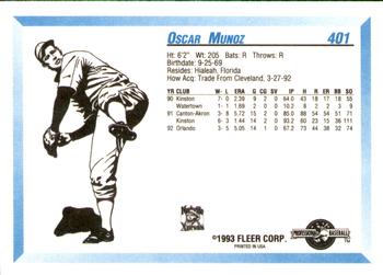 1993 Fleer ProCards #401 Oscar Munoz Back