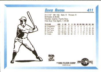 1993 Fleer ProCards #411 David Rivera Back