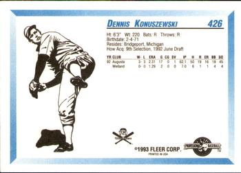 1993 Fleer ProCards #426 Dennis Konuszewski Back