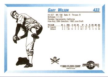 1993 Fleer ProCards #433 Gary Wilson Back