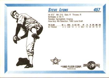 1993 Fleer ProCards #457 Steve Lyons Back