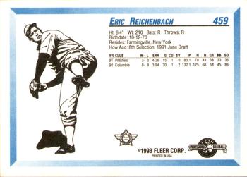 1993 Fleer ProCards #459 Eric Reichenbach Back