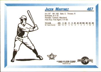 1993 Fleer ProCards #467 Jacen Martinez Back