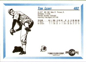 1993 Fleer ProCards #482 Tom Leahy Back