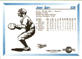 1993 Fleer ProCards #520 Jerry Goff Back