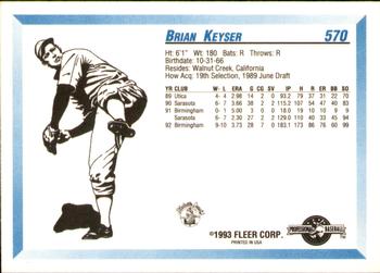 1993 Fleer ProCards #570 Brian Keyser Back