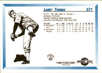 1993 Fleer ProCards #571 Larry Thomas Back