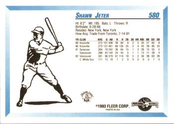 1993 Fleer ProCards #580 Shawn Jeter Back