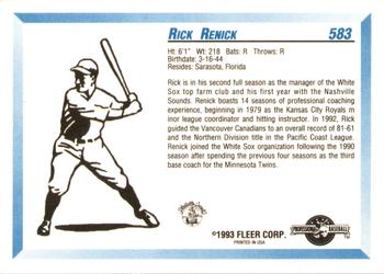 1993 Fleer ProCards #583 Rick Renick Back