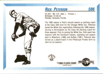 1993 Fleer ProCards #586 Rick Peterson Back