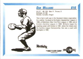 1993 Fleer ProCards #616 Dan Williams Back