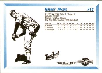 1993 Fleer ProCards #714 Rodney Myers Back