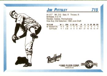 1993 Fleer ProCards #715 Jim Pittsley Back