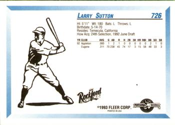 1993 Fleer ProCards #726 Larry Sutton Back