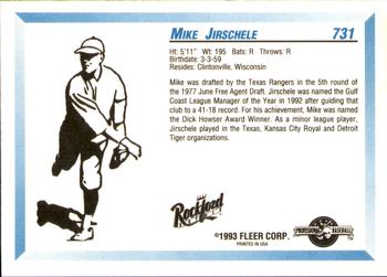 1993 Fleer ProCards #731 Mike Jirschele Back