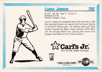 1993 Fleer ProCards #760 Lamar Johnson Back