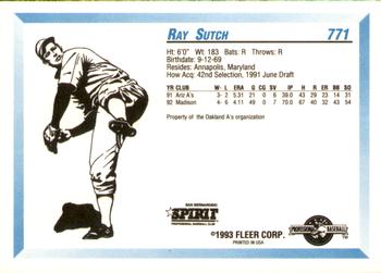1993 Fleer ProCards #771 Ray Sutch Back