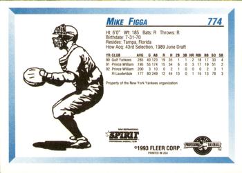 1993 Fleer ProCards #774 Mike Figga Back