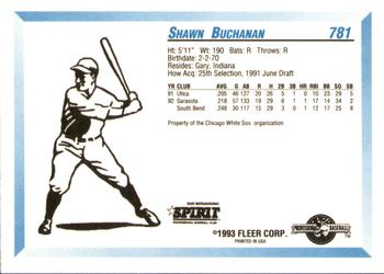 1993 Fleer ProCards #781 Shawn Buchanan Back