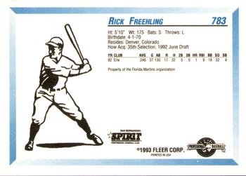 1993 Fleer ProCards #783 Rick Freehling Back