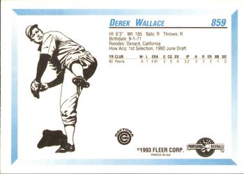 1993 Fleer ProCards #859 Derek Wallace Back
