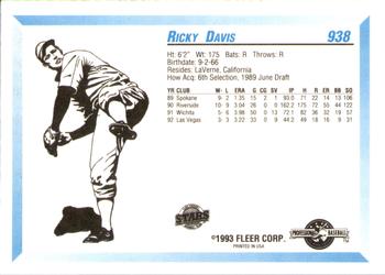 1993 Fleer ProCards #938 Ricky Davis Back