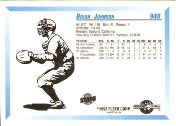 1993 Fleer ProCards #948 Brian Johnson Back